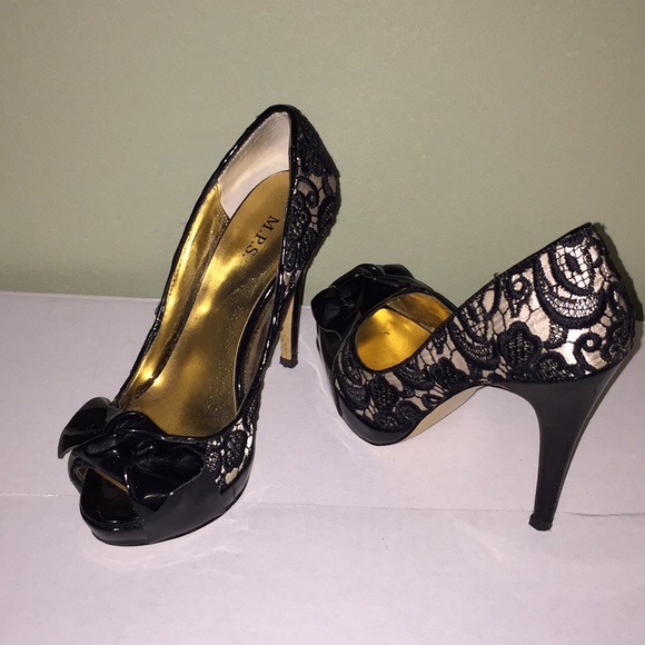 Lace Peep Toe Heels - Picture 1 of 4